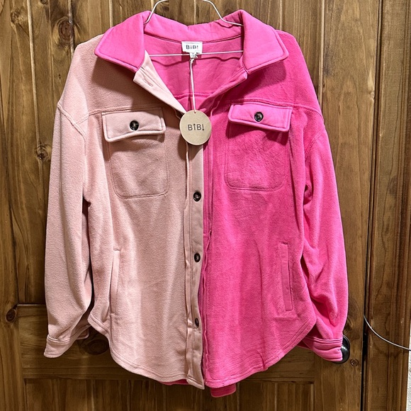 BiBi Two-Tone Pink Button-Up Jacket - Picture 1 of 2